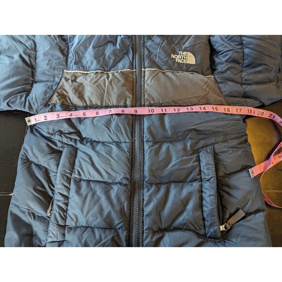 NORTH FACE Nuptse 550 Fill Down Puffer Jacket Blue Gray Boys Medium - Picture 9 of 12